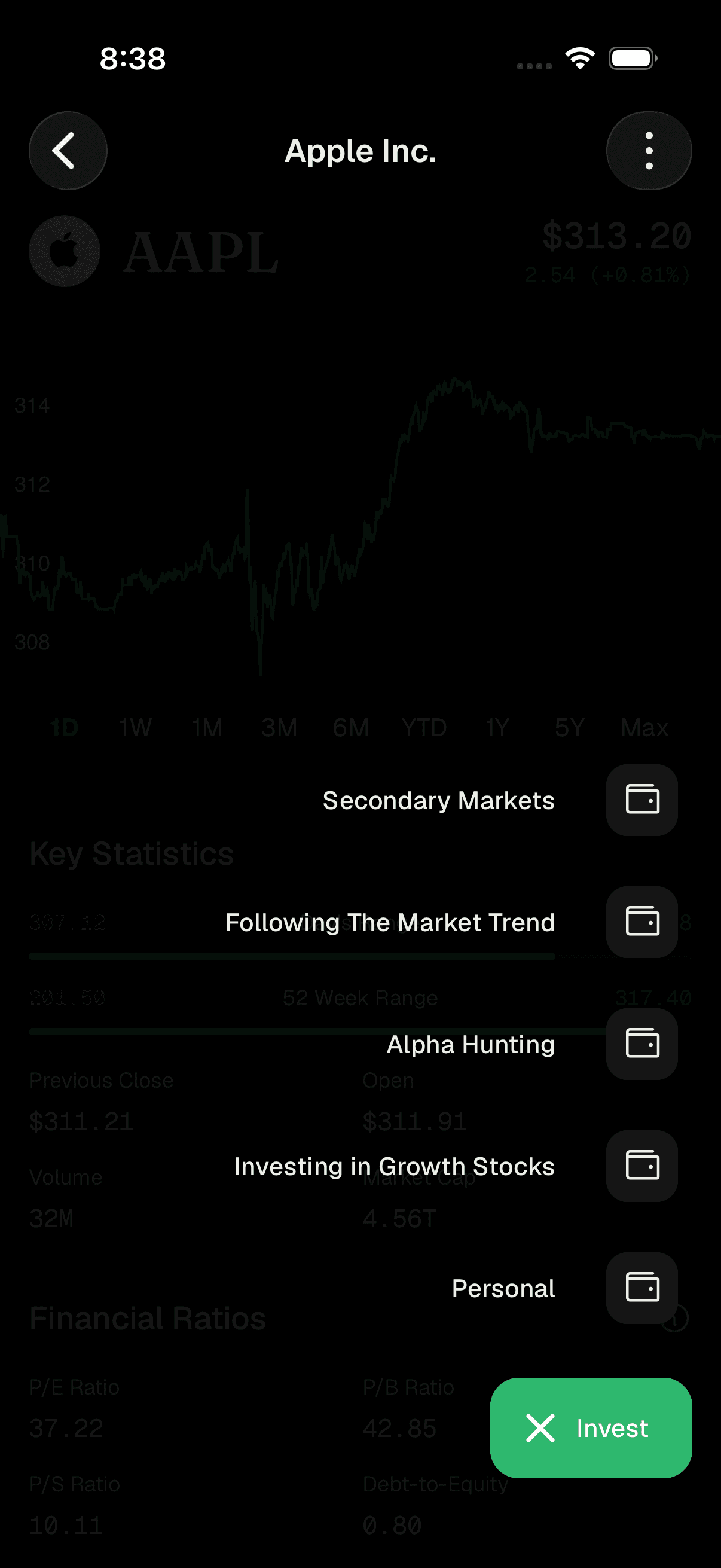 Choosing buy or sell and entering quantity or amount