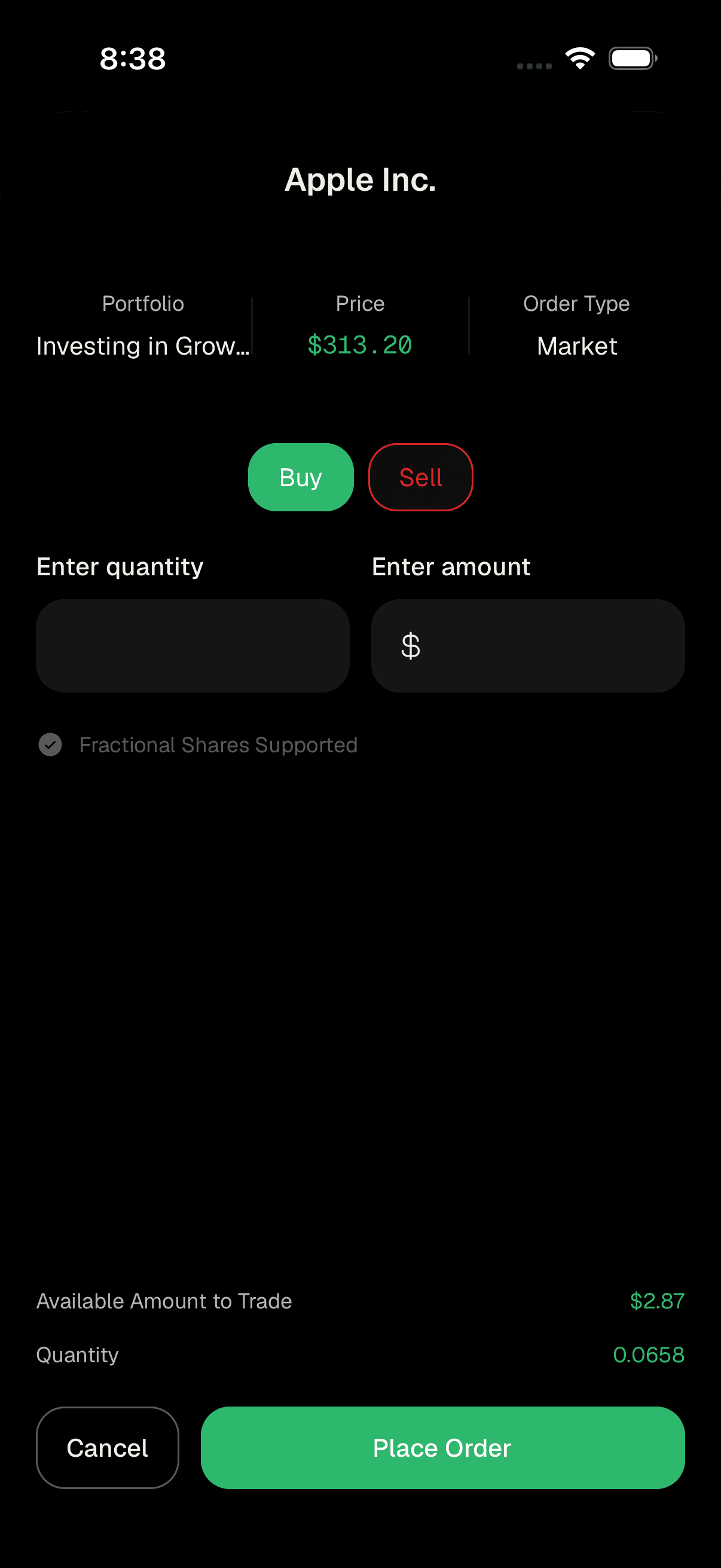 Placing the order and tracking its status